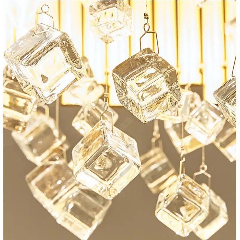 Светодиодная подвесная Золотая люстра для столовой трубка лампа роскошный блеск