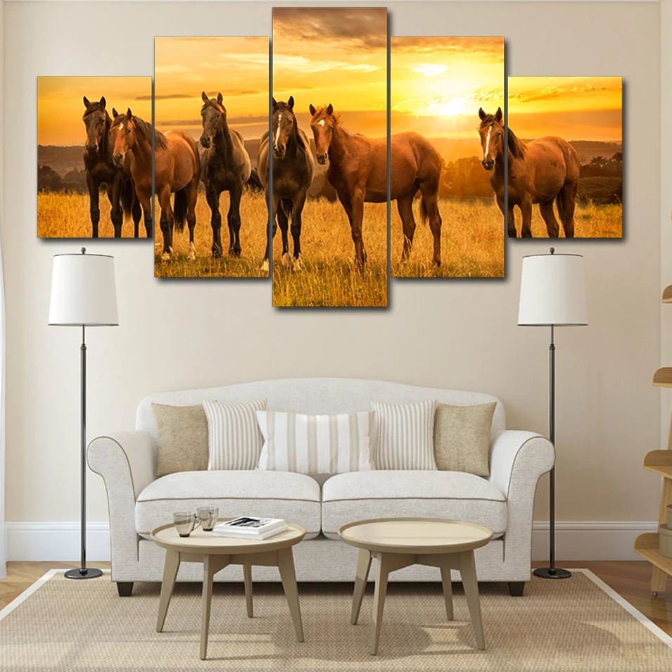 

5 piece canvas print painting Sunset House Canvas picturedecor print poster wall art