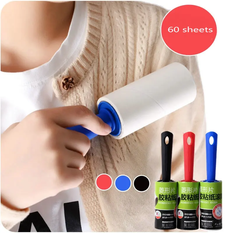 

60 sheets Clothes Coat Sticky Lint Roller Dog Pet Hair Lint Remover Fabric Shaver Remover Mini Portable Cleaning Device
