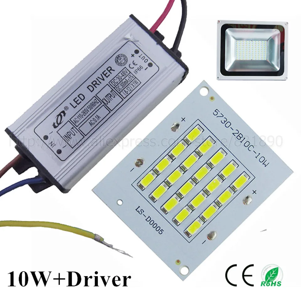 1 комплект полный Ватт светодиодный PCB10W 20 Вт 30 Вт 50 Вт 100 Вт 150 Вт 200 Вт высокомощный COB SMD 5730 чипы с драйвером для прожектора