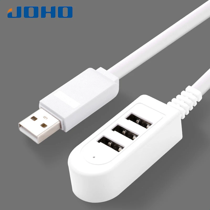 

JOHO 30cm 120cm USB Splitter 3A Charger Converter White Power Socket With 3 USB Sockets HUB For Home Portable Office