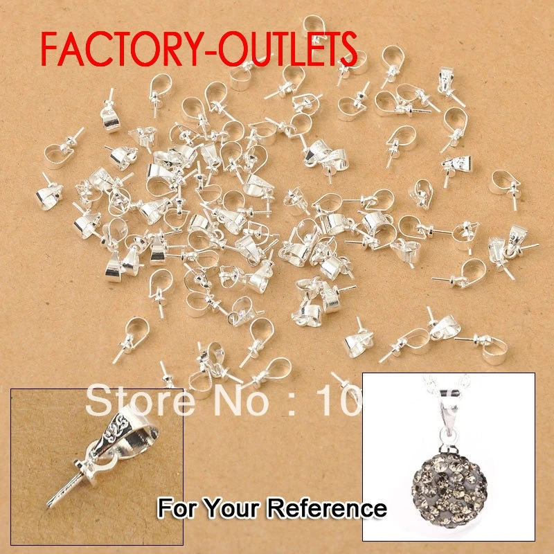 

Wholesale 100PCS A Lot Design Jewelry Findings 925 Silver Bail Beads Cap Connectors For Pendants Fast Delivery Factory Price