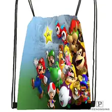 Заказ-супер-Марио-Bros походная сумка на шнурке милый рюкзак для детей(черная спина) 31x40 см#2018612-02-10