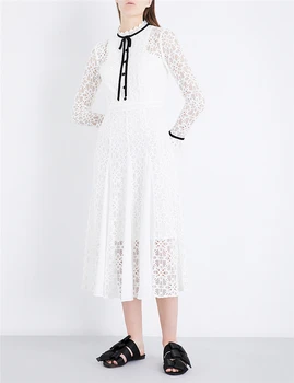 

2019 Dress Sexy Celebrity Elegant Full Lace Print White O Neck Women Hollow Out Night Club Body con Party Dresses Wholesale