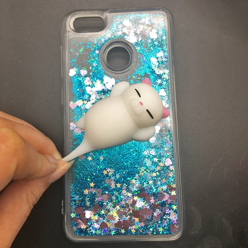 3d Squishy Cat Case For Huawei P8 P9 Lite 2017 Phone Case Liquid Glitter Paillette Sand Quicksand soft Honor 8 LITE Back Cover (13)