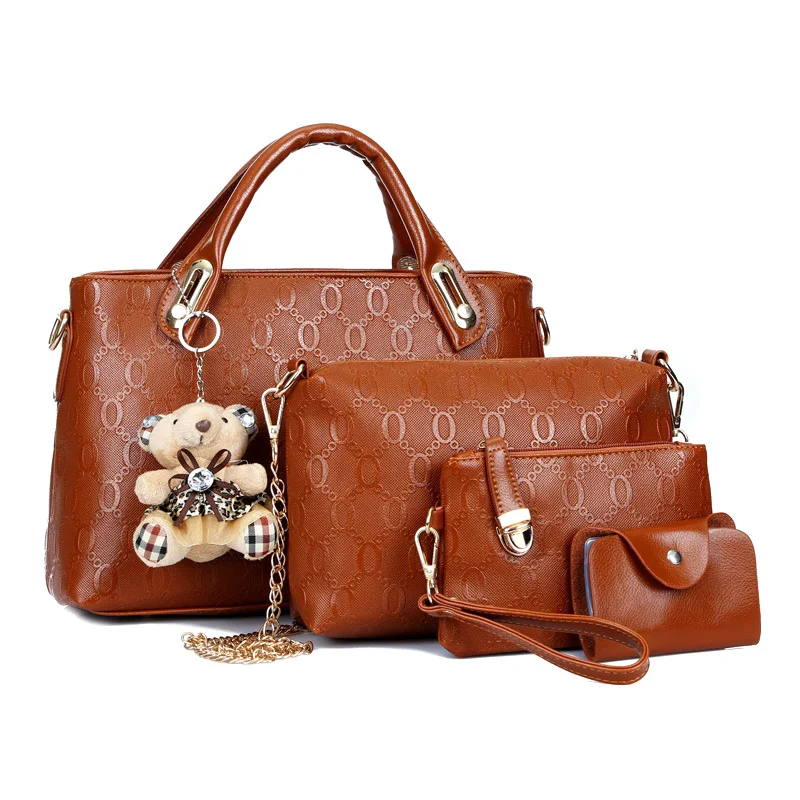 Лидер продаж, 1 комплект, женская сумка через плечо, кошелек с подвеской в виде медведя из искусственной кожи для путешествий, BVN66 - Color: Brown