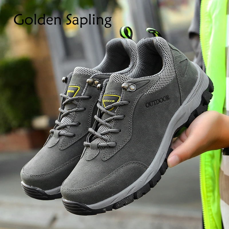 

Golden Sapling Mountain Hiking Shoes Men Waterproof Leather Men's Sneakers Men Tactical Sneakers Outdoors Rubber Trekking Shoes