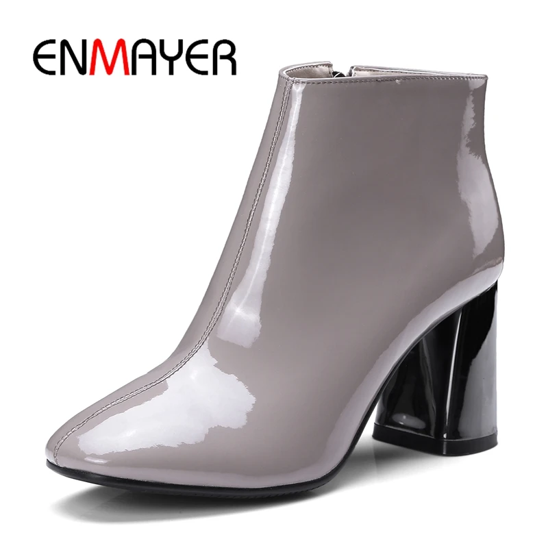 

ENMAYER Genuine Leather Round Toe Zip Ankle Winter Boots Women Botas Mujer Shoes Size 34-40 ZYL1708