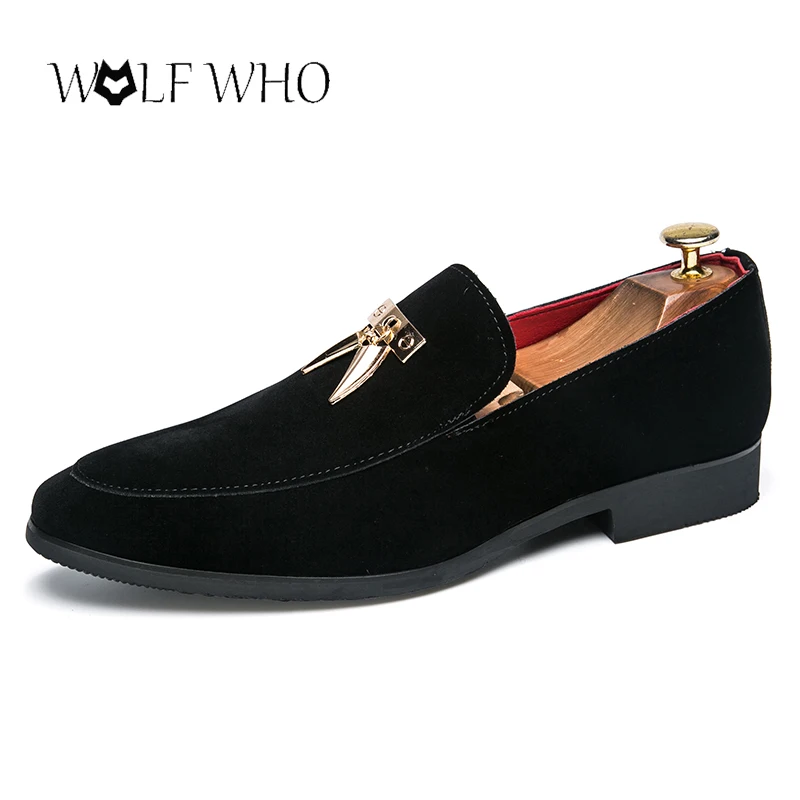 

Moccasins Men Oxfords Handmade Designer Mens Loafers Slip On Suede Leather Dress Smoking Shoes Big Size 38-45 Black Loafers Men