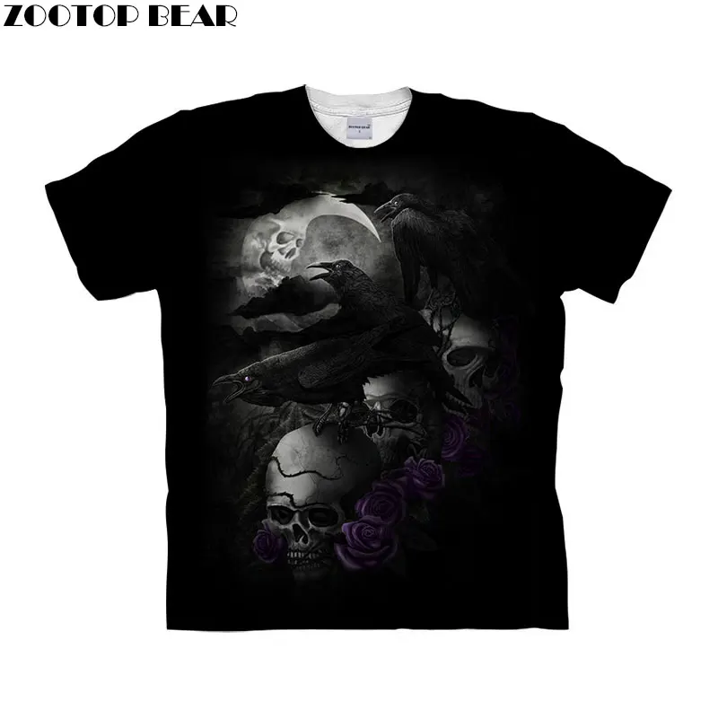 Череп футболки 3D футболка Для мужчин футболка Harajuku Camiseta, футболки Аниме Топ короткий рукав хип-хоп челнока ZOOTOPBEAR
