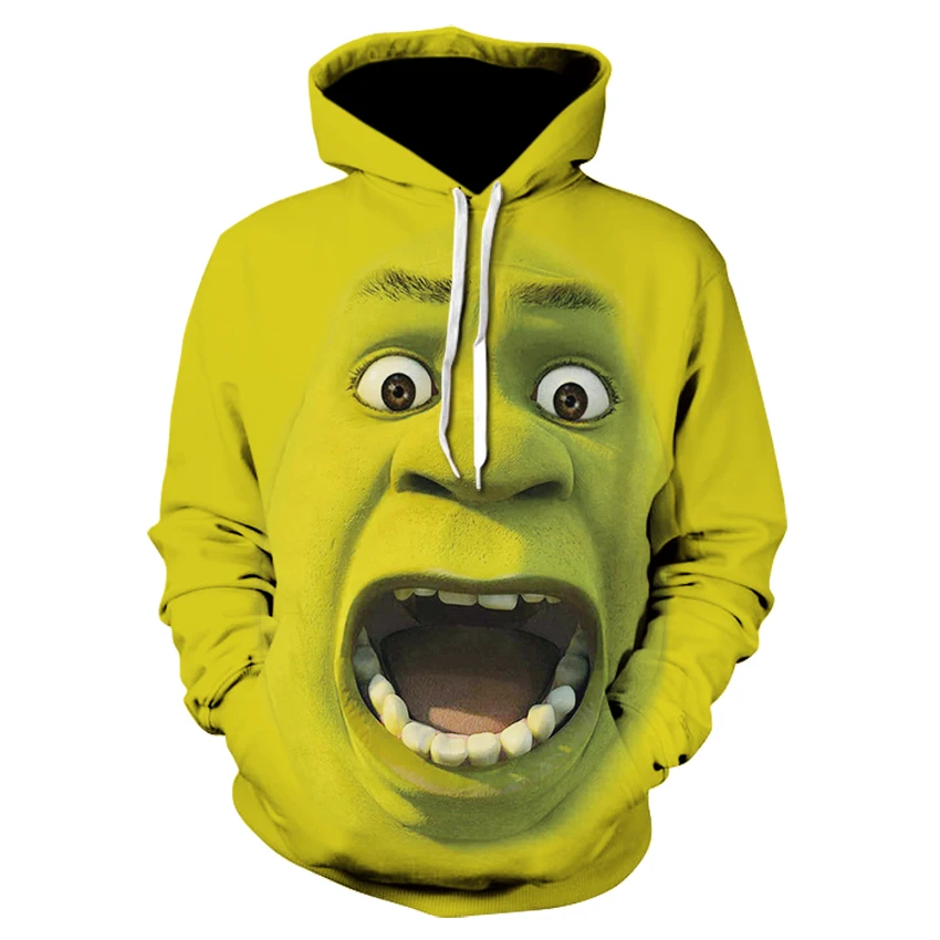 

2019 New Shrek Hoodies Sweatshirts Funny fashion Hip Hop Clothes Long Sleeve Hoodie Street 3d Printing Sweatshirt Men Clothes