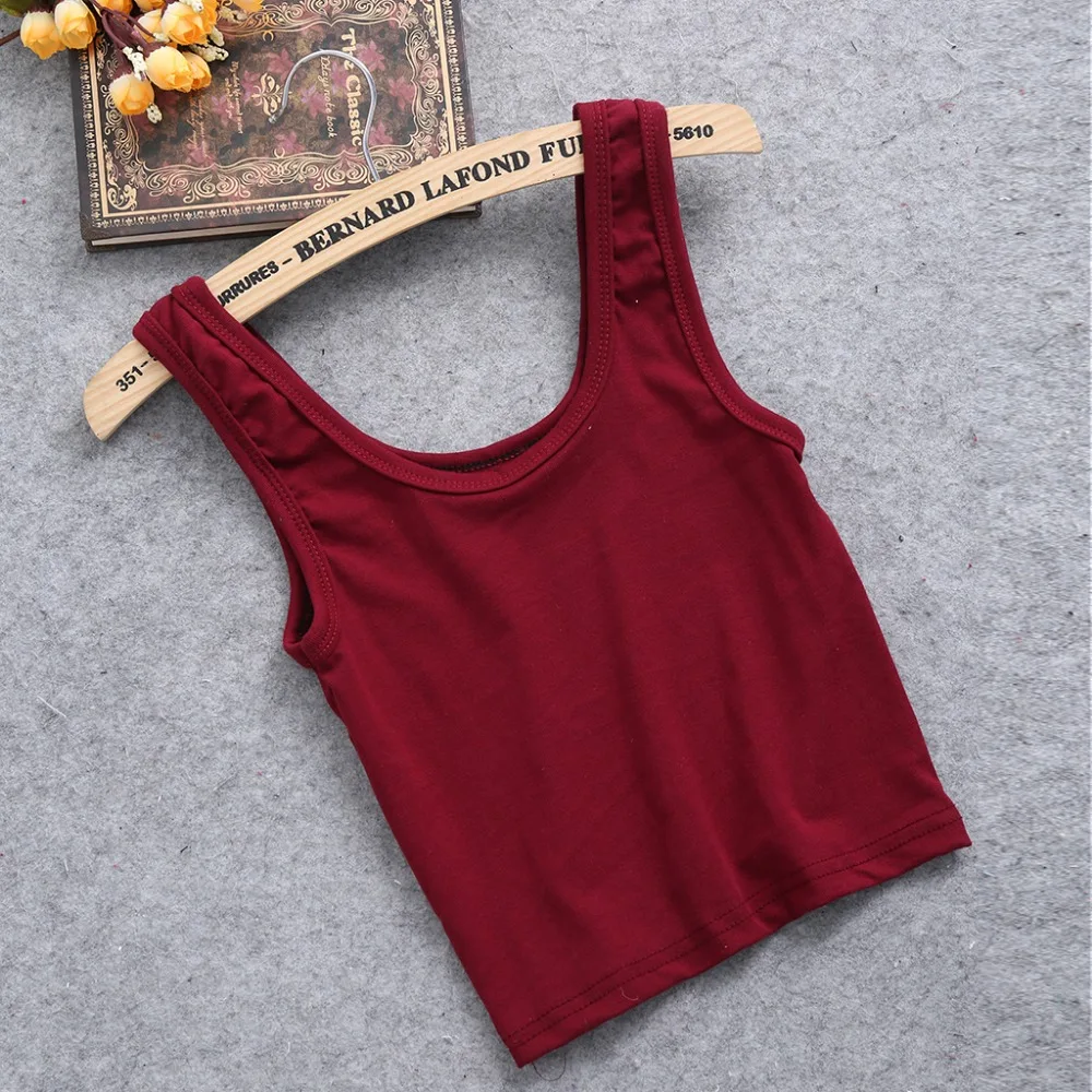 

Summer Slim Render Short Top Women Sleeveless U Croptops Stretchable Midriff-baring BacklessTank Tops Drop ship