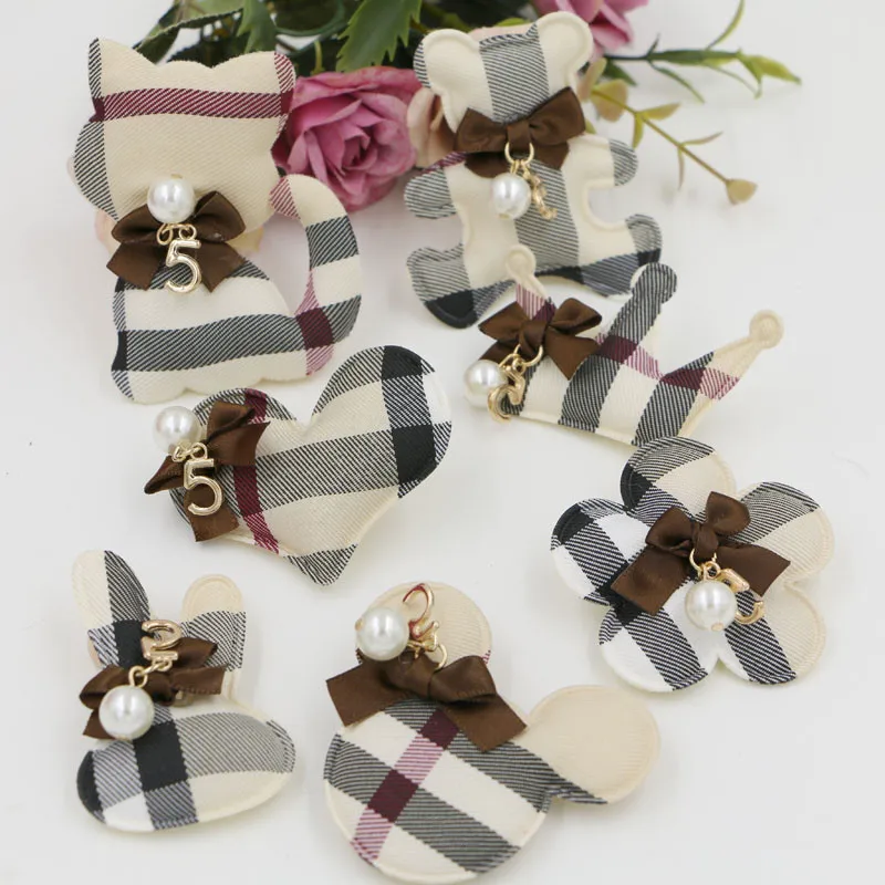 

Trendy Handmade Fabric Kawaii Animall Bear Cat Butterfly Mouse Rabbit Crown Bow Flower Hair Jewelry DIY Button Patch Sticker