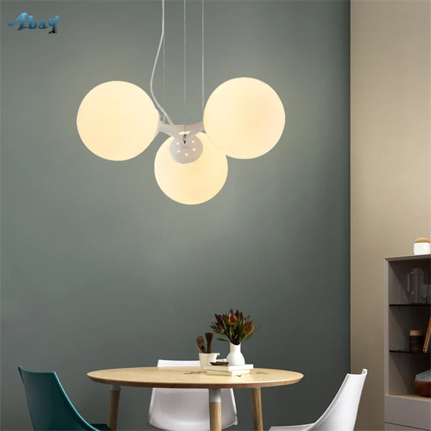

Nordic Modern Glass Big White Ball Pendant Lights Bedroom Dining Room Shop Children's Room Cute Lamps Hanging Decor Fixtures