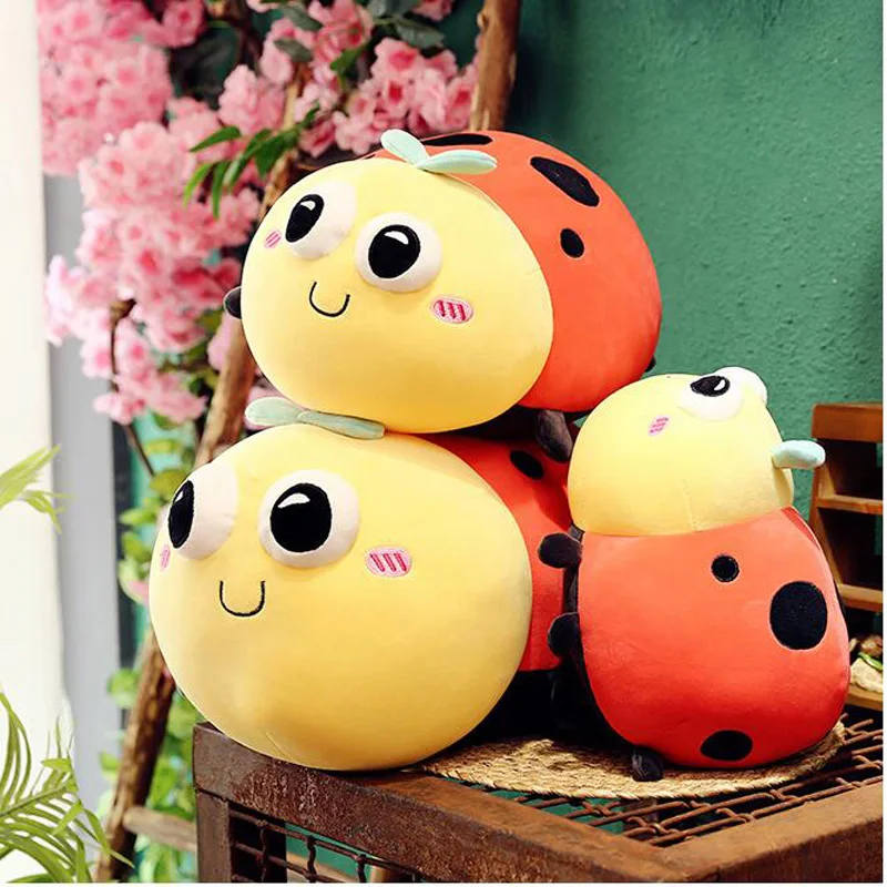 

Simulation Cute Ladybug Insect Cartoon Seven-Star Ladybug Doll Plush Toy Mollusk Doll Doll Sofa Pillow Child Doll Birthday Gift