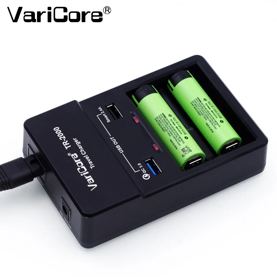 VariCore TR 2000 Батарея Зарядное устройство и быстрая зарядка 3 0 для 18650 26650 АА ААА QC 0/USB 5