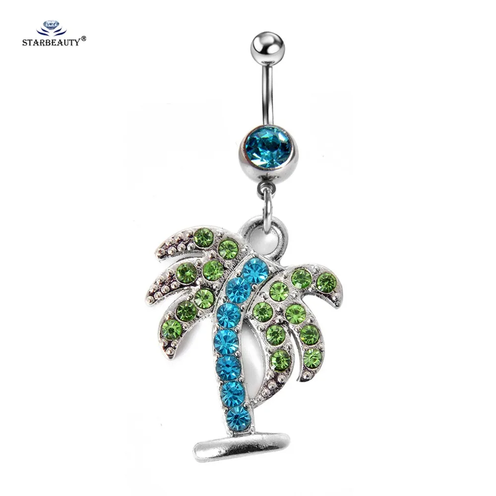Starbeauty Green Coconut Tree Belly Ring Navel Piercing Ombligo