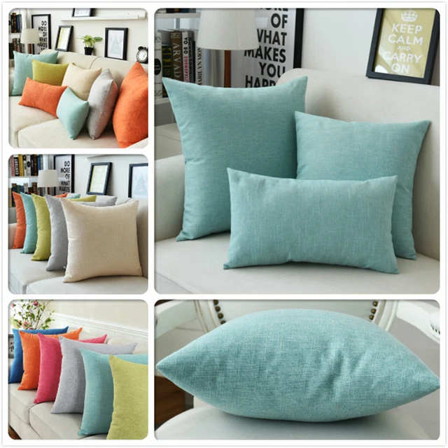 Us 5 69 Off Square 45cm Linen Cotton Solid Plain Pure Color Sofa Seat Cushion Covers Car Back Nap Throw Pillow Case Office Chair Pillowcase In