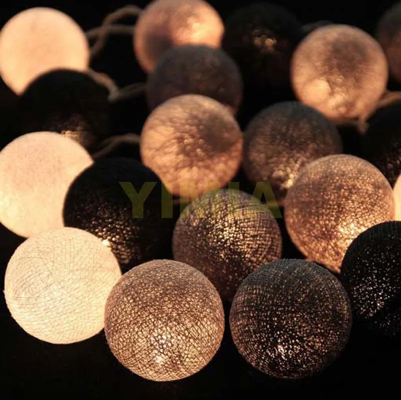 

White/Gray/Black Cotton Ball Guirlande Lumineuse Luces LED String Fairy Lights Christmas Garlands Holiday Lights Room Decoracion
