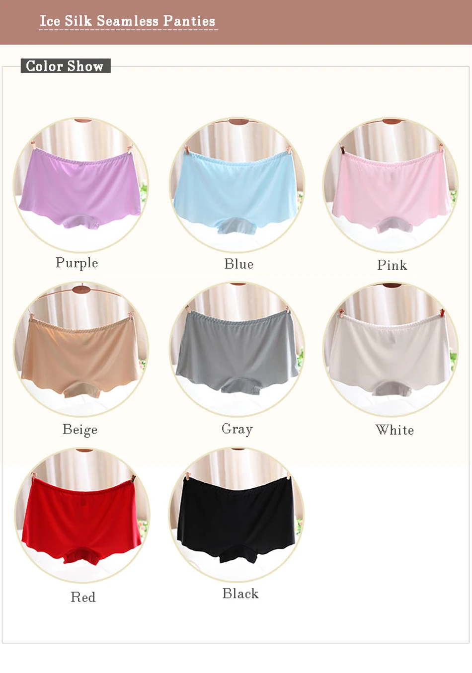 8 Colors 2017 New Arrival Ice Silk Seamless Underwear Cool Breathable Safety Panties Boy Shorts for Women Girls  Pants 1 (13)