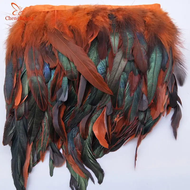 ChengBright Nice 10 Yards Orange Chicken Rooster Tail Feathers Trims