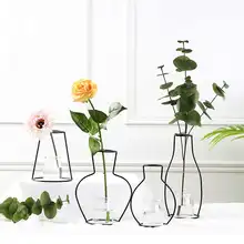 Домашний минималистичный цветок металлическая ваза черная стойка Цветочные стеллажи для вазы цветок черные линии украшения вечерние украшения для дома