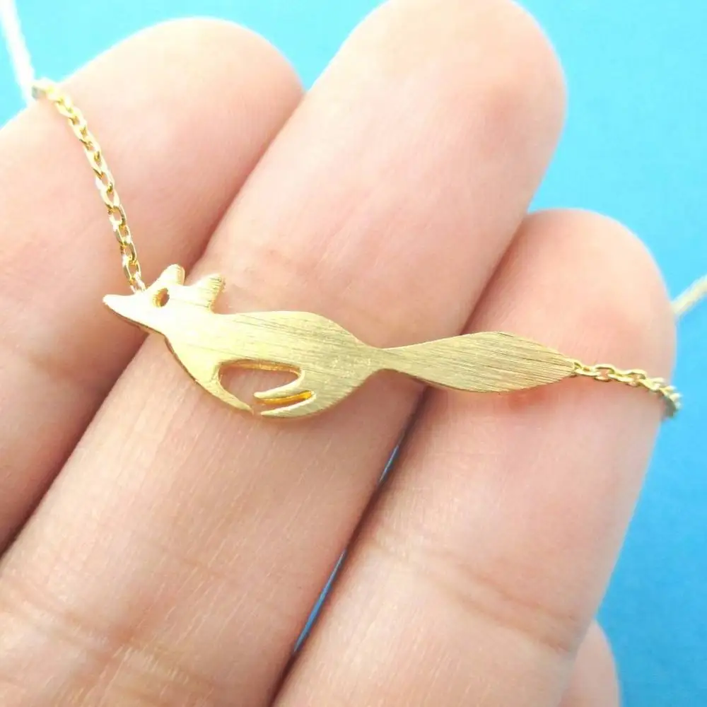 

Daisies Running Fox Necklaces Tiny Animal Pendant Necklace For Women Girl Jewelry