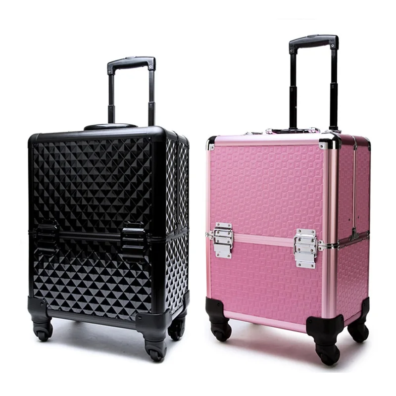 

High Quality Profession Trolley Travel Bag Large Capacity Makeup Cosmetic Box Suitcase Women Rolling Luggage
