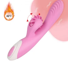 Licking Kiss Heating Vibrator Female Orgasm Rotation Tongue Vibrator Clitoris Stimulator G-spot Dildo Adult Sex Toys for Women