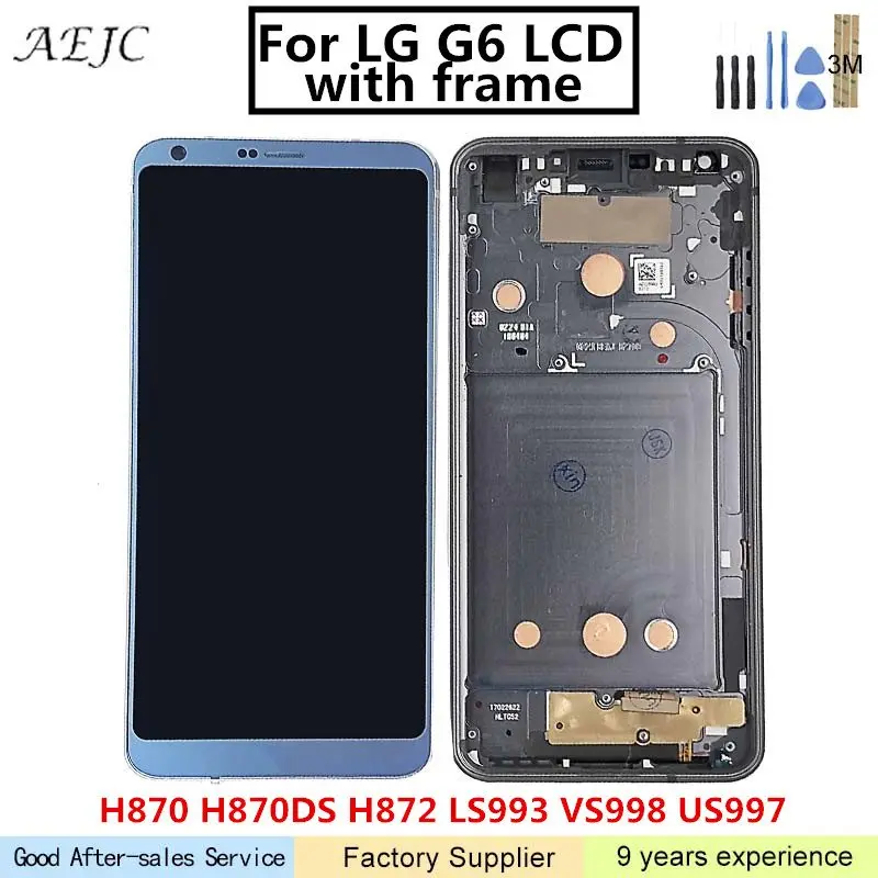 

5.7" For LG G6 LCD H870 H870DS H872 LS993 VS998 US997 VS988T Display Touch Screen Digitizer Assembly with Frame For LG G6 Screen