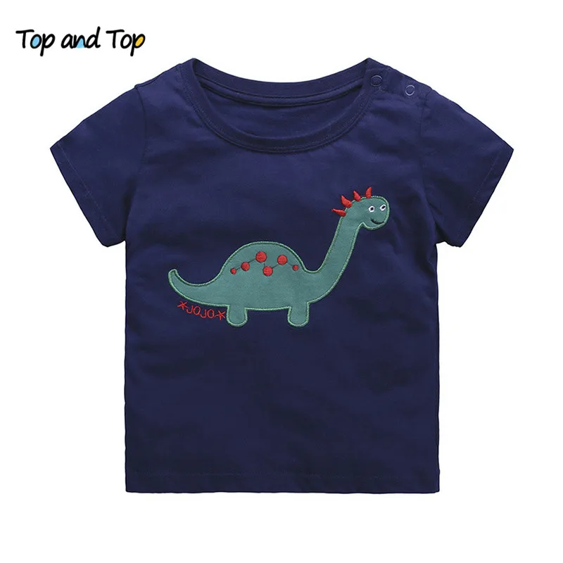

Top and Top Cartoon Dinosaur Boys Tshirt 2018 Summer Children's Clothing Toddler 100% cotton Tops Tee Baby Boy Kids T-shirt