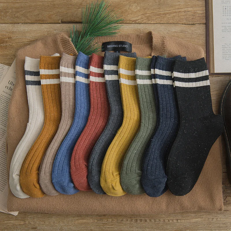 

Womens Socks Kawaii Japanese Style Stripe Cotton Causal Girls Student Socks Winter Women Warm Thick Cute Ruffle Fashion Socks