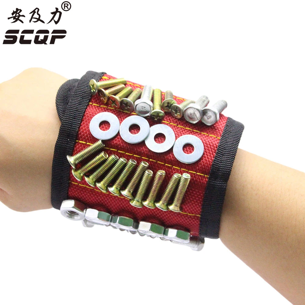 

Magnetic Wristband Pocket Tool with 5 Strong Magnets For Holding Screws Nail Oxford Adjustable Sport Magnetic Wrist Band DB163