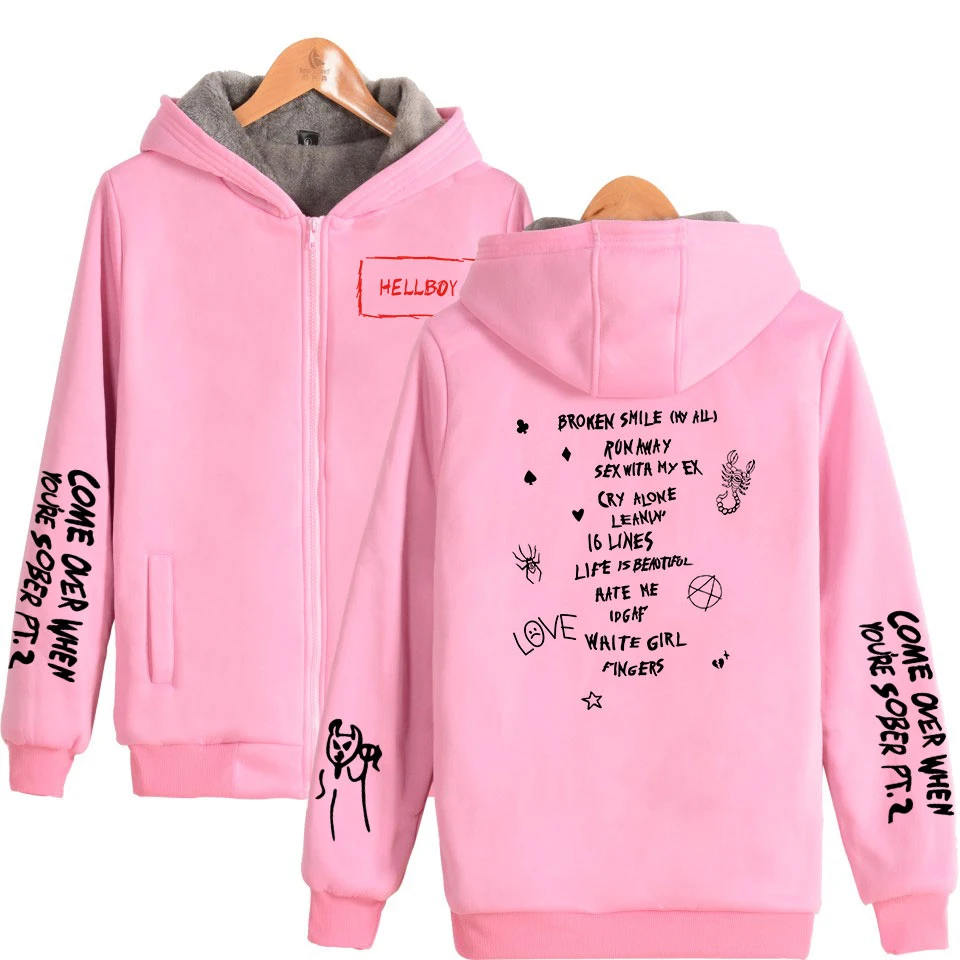 2019 Lil Peep Print 2019 горячая Распродажа длинный рукав толстовки на молнии с капюшоном женская и мужская повседневная K-pops молния с капюшоном