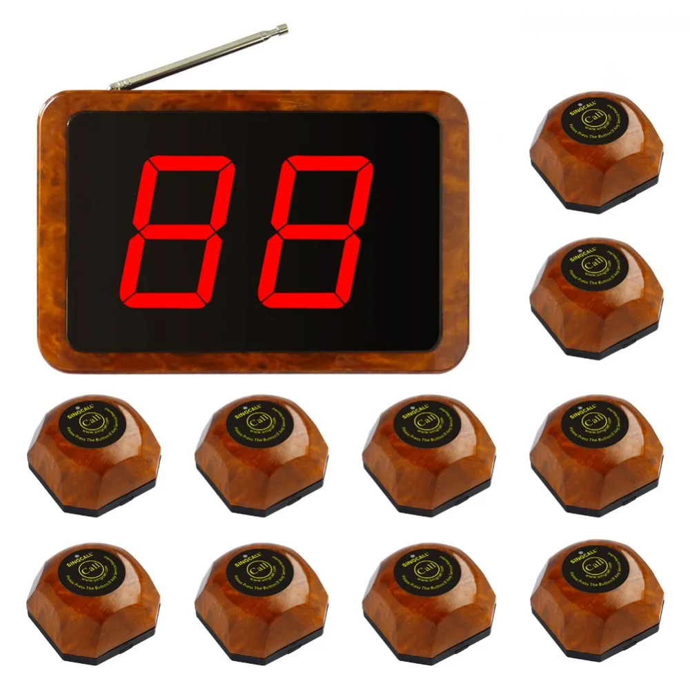 

wireless.paging button of 1 pc APE1000 and 10pcs black APE560.nice call button and smart display receiver.easy coding