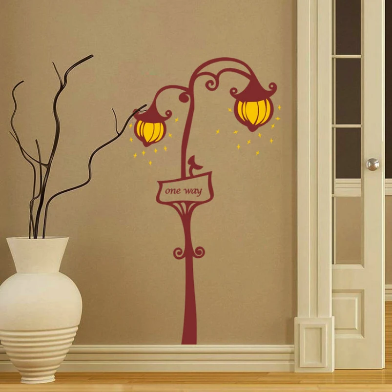 Road Lamp One Way With Lighting Wall Sticker Home Decor Modern Creative