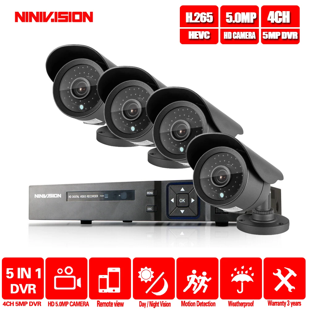Безопасности Камера Системы 4ch CCTV Системы цифровой видеогеристратор обособленный для безопасности Системы 4CH 2 ТБ 4x5,0 Мп безопасности Камера 5.0mp Камера DIY Наборы