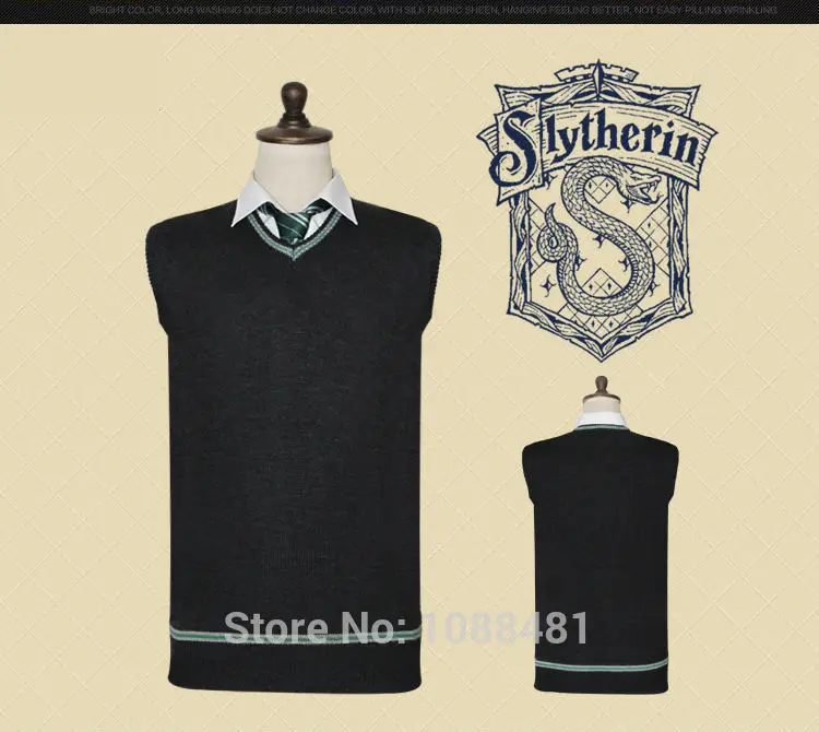 Gryffindor Slytherin Ravenclaw Hufflepuff свитер в стиле Гарри Поттера с галстуком жилет черный Универсальный повседневная одежда для косплея костюмы