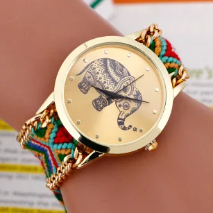 Zegarek damski GENEVA słoń bransoletka przyjaźni ręcznie robiona wzory