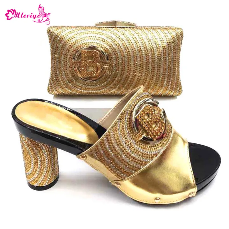 

New Arrival Ladies Shoes with Matching Bags Set Decorated with Rhinestone Sales In Women Matching Shoes and Bag Set Party Shoes