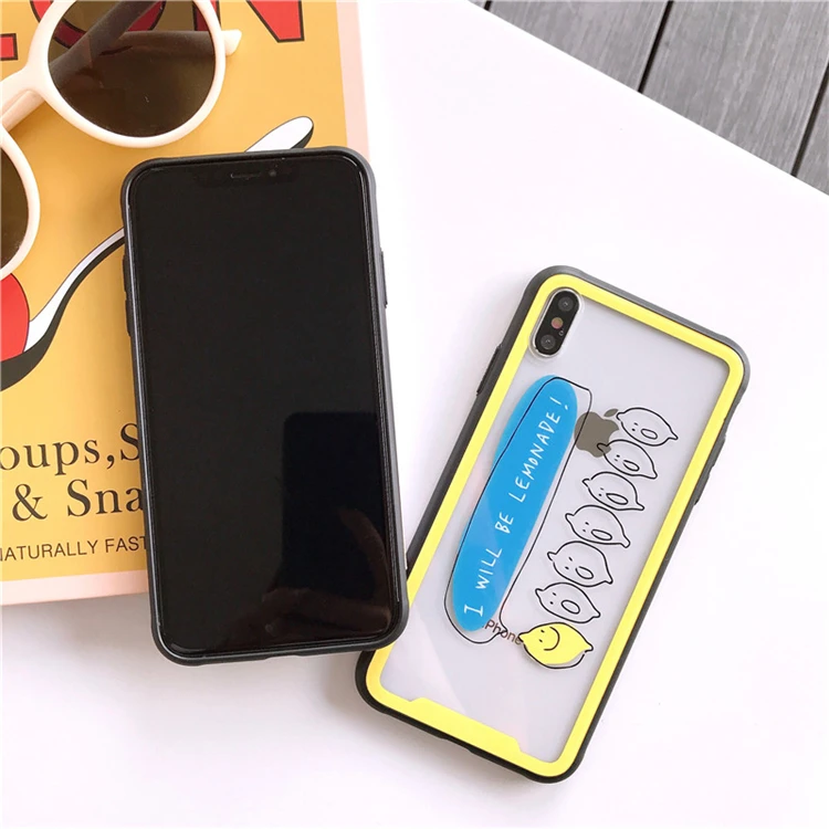 Прозрачный чехол для телефона с изображением мультяшной желтой лимона и милой утки для iphone X, XR, XSMAX, чехол для iphone 6, 7, 8 Plus, чехол s, твердая стеклянная крышка