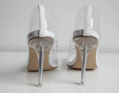 

New Hot Movie Princess Cinderella Clear Glass Slippers Summer high-heeled party wedding shoes Gifts