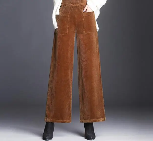 Wide leg pants for women plus size ealstic waist black gray green