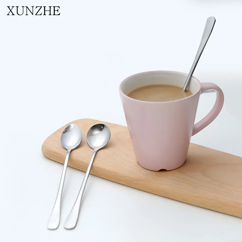 2 قطعة xunzhe coffeeware المطبخ الإبداعي المقاوم للصدأ مقبض القهوة الملاعق الآيس كريم خلط ملعقة طويلة أنيقة حلويات ملعقة