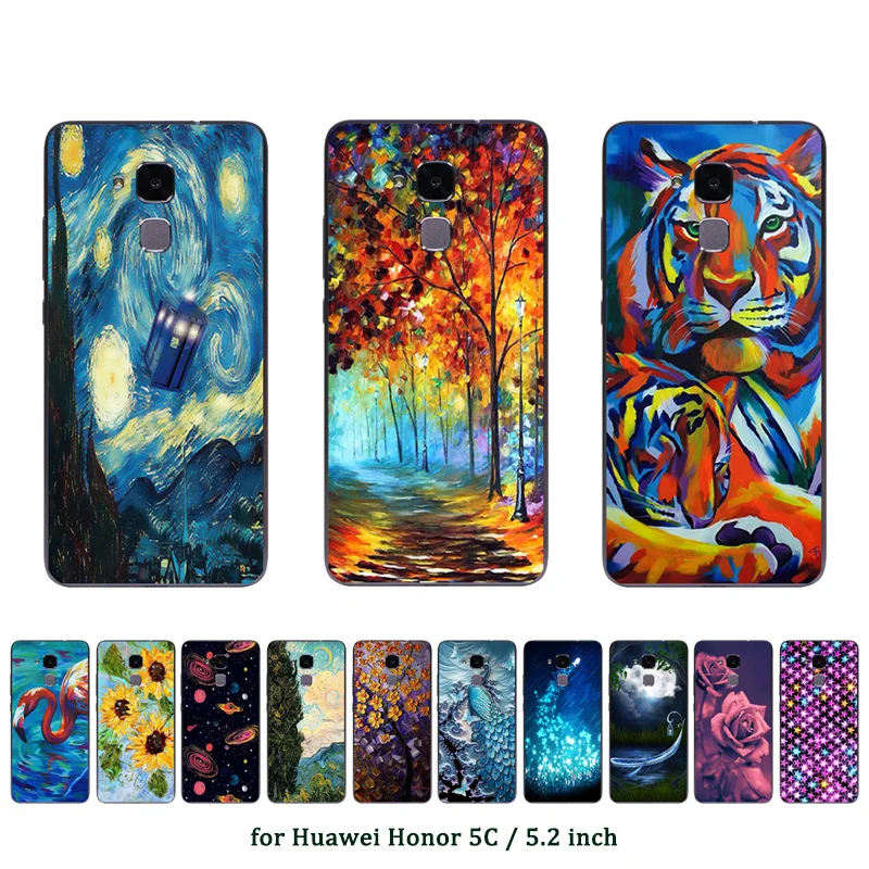 

TPU Cover For Huawei Honor 5C / 7 Lite / GT3 5.2" Soft Silicon Case Oill Printed For Honor 5 C Back Phone Cover Shells