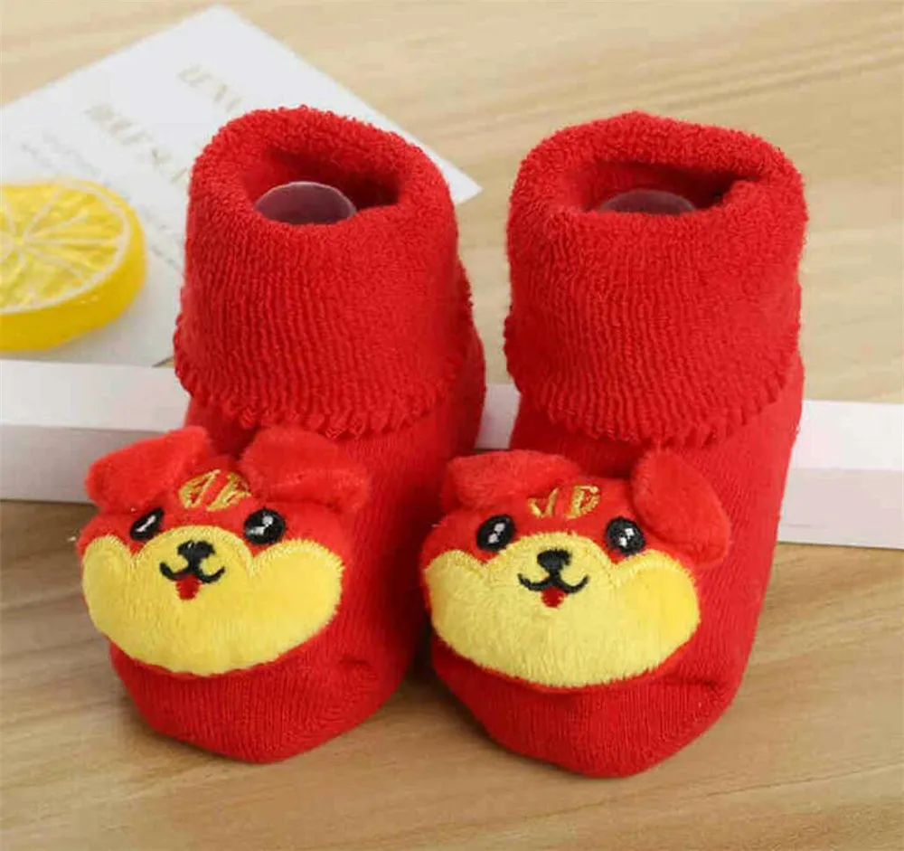 Теплые зимние носки для малышей Мягкие осенние носки для новорожденных мальчиков и девочек в китайском стиле детские носочки-пинетки - Цвет: C1823505