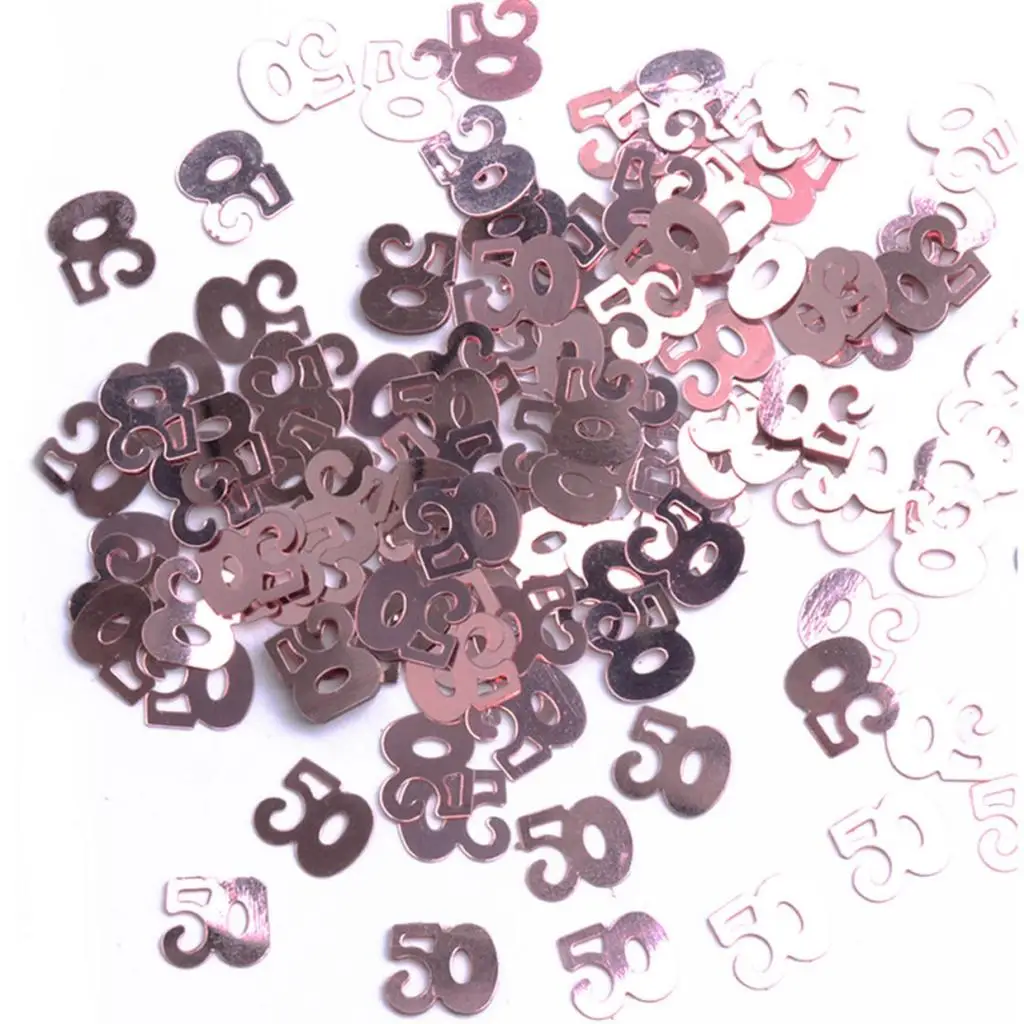 Rose Golden Digital Birthday Confetti Number Party Table Decor Scatters