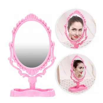 

Household Women Vertical Retro Style Pattern Makeup Mirror Elegant Oval Beauty Tool Makeup Beauty Adjustable Vanity Mirror
