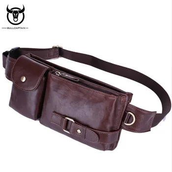 

BULLCAPTAIN Made Of Genuine Natural Leather Men Waist Bag Fashion Trending Male Bum Hip Belt Purse Bags Cell Phone Fanny Pack
