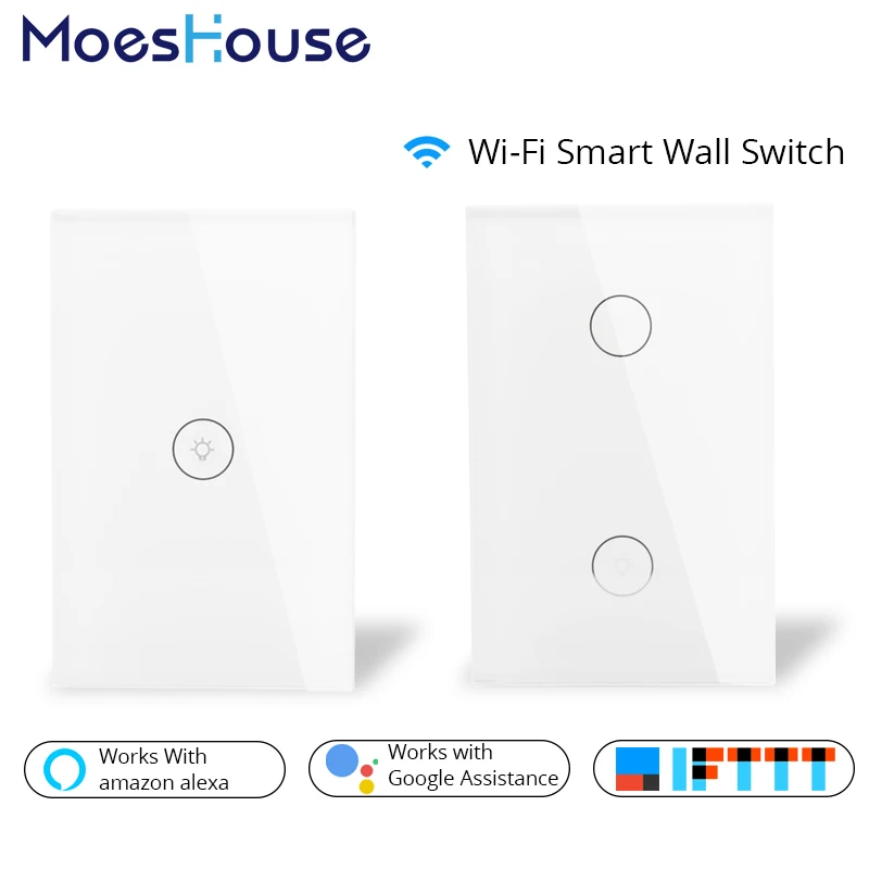 Wifi Smart Wall Touch Switch Glass Panel US Standard APP Remote Control Works with Amazon Alexa Google Home for Smart Home Wifi Smart Wall Touch Switch Glass Panel US Standard APP Remote Control Works with Amazon Alexa Google Home for Smart Home